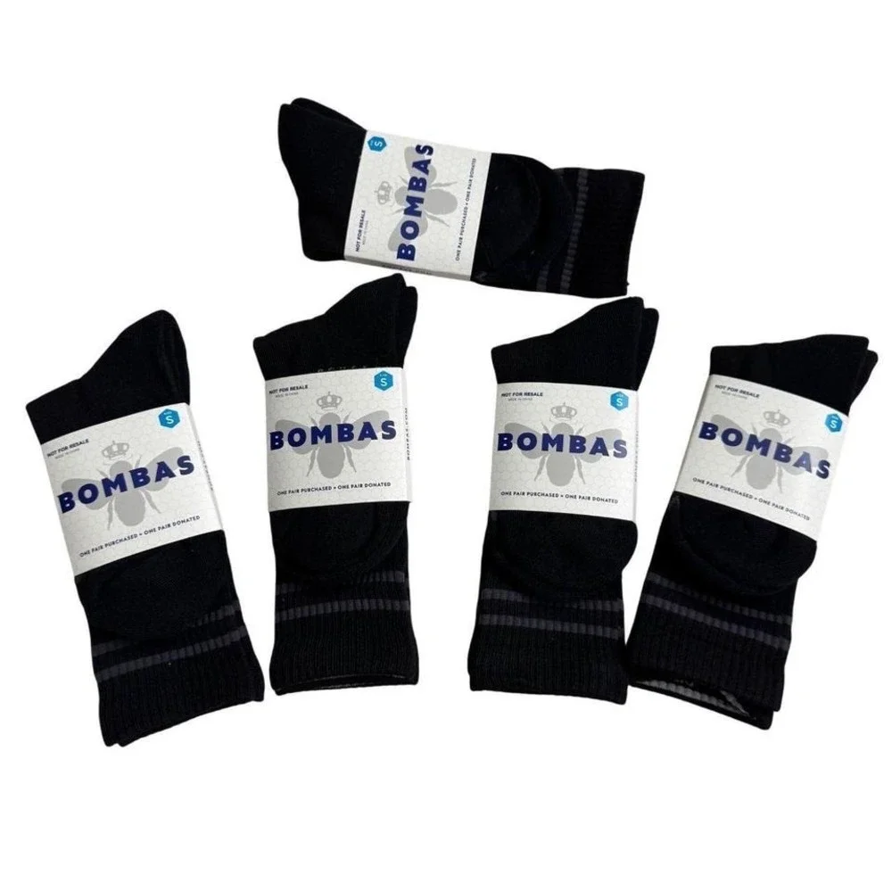 Bombas Womens Small Black‎ Socks With Performance Footbed Honeycomb 5 pairs new